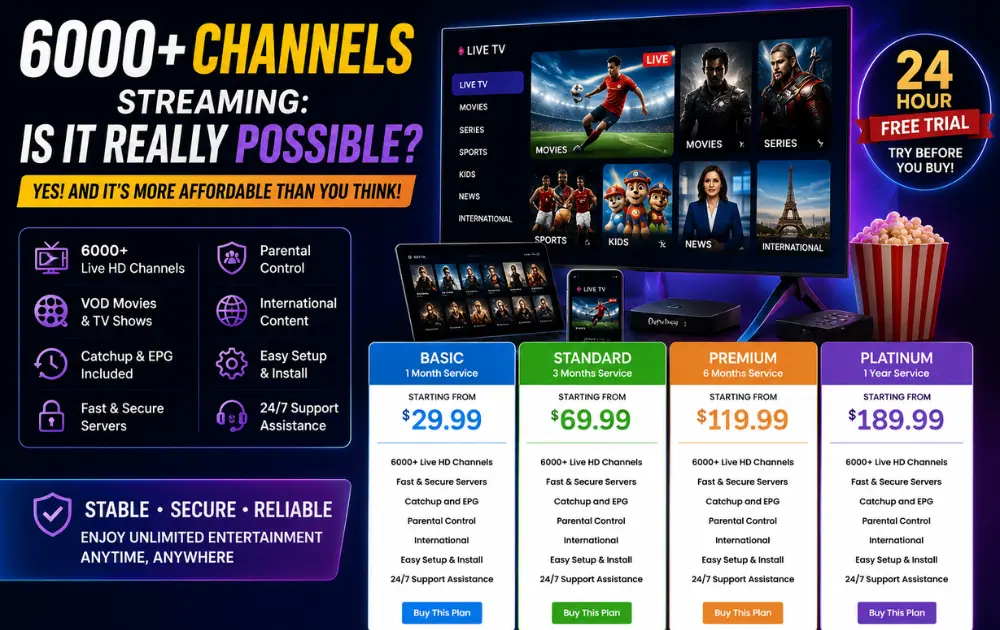 6000+ channels streaming on FireLive TV at a low price