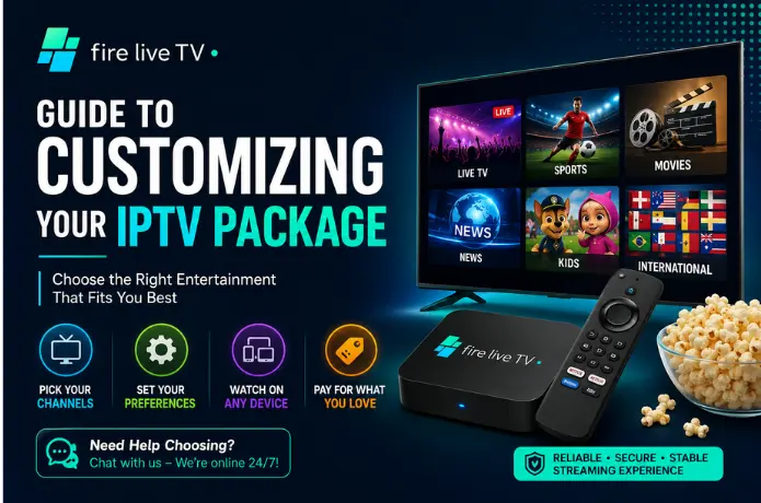 IPTV package customization guide on a TV screen